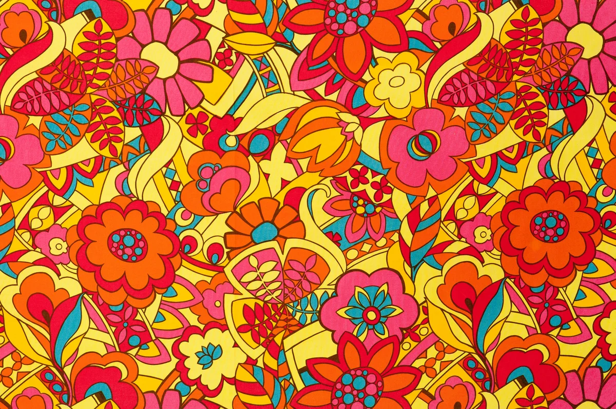 1970s fabric pattern retro print