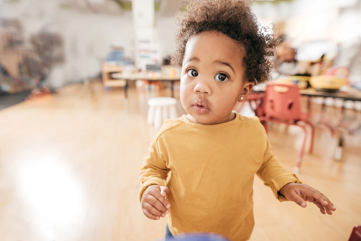 Adorable toddler indoor of a classroom