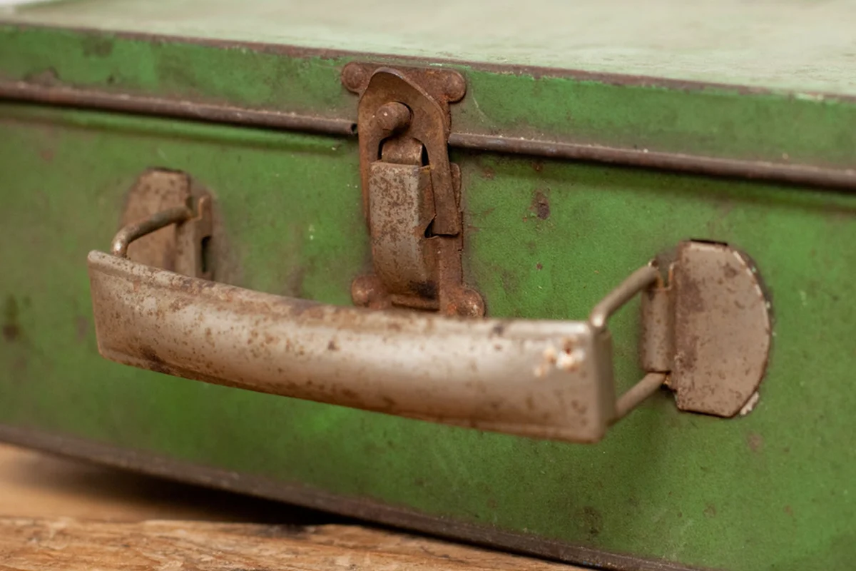 vintage metal box with clasp
