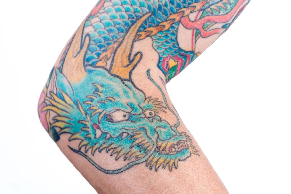 Blue Japanese Dragon Tattoo on Arm