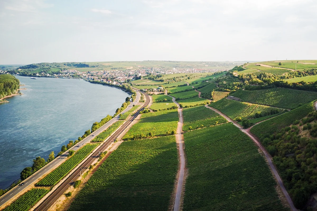 aerial view over rheinhessen