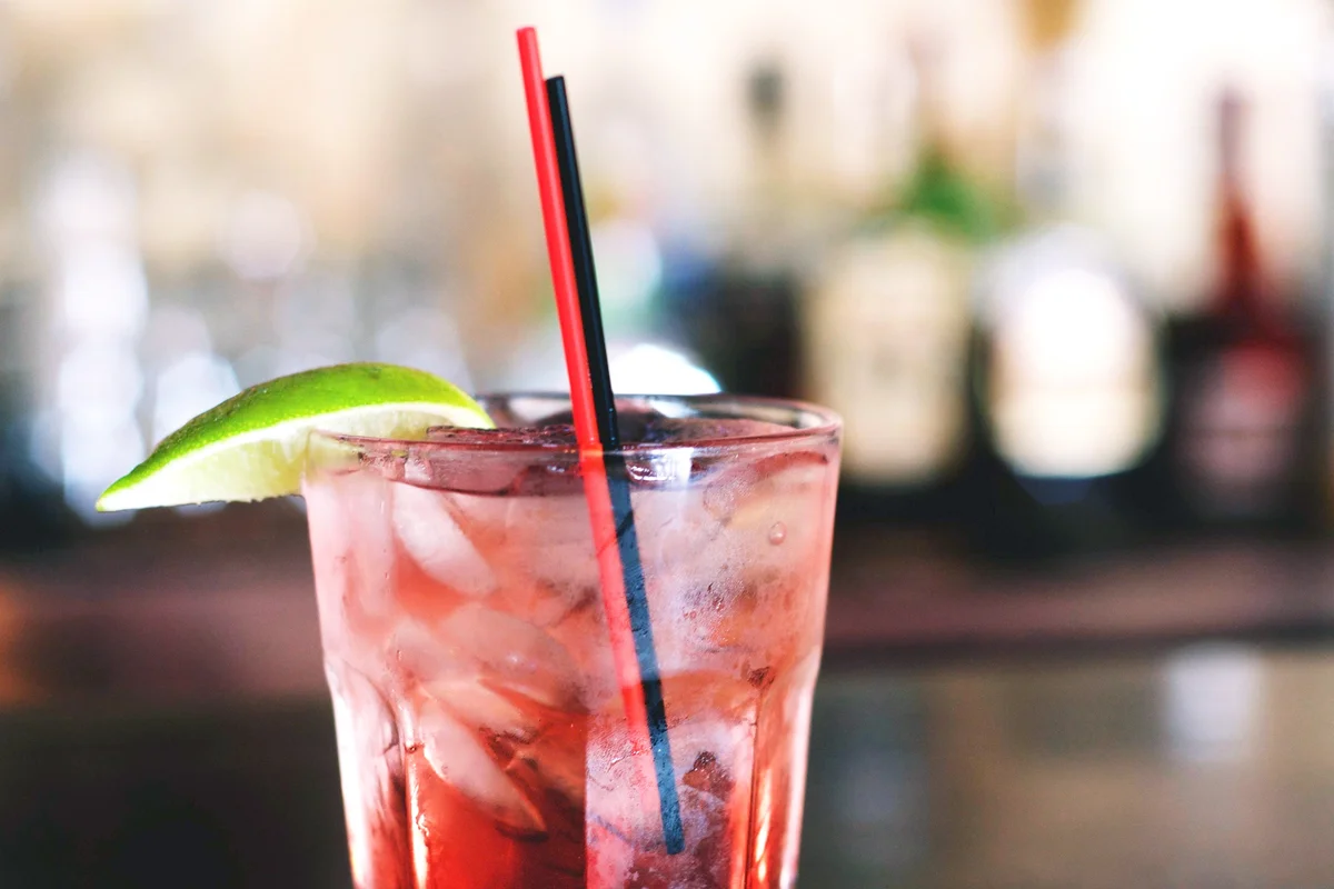 Woo woo drink in glass on table