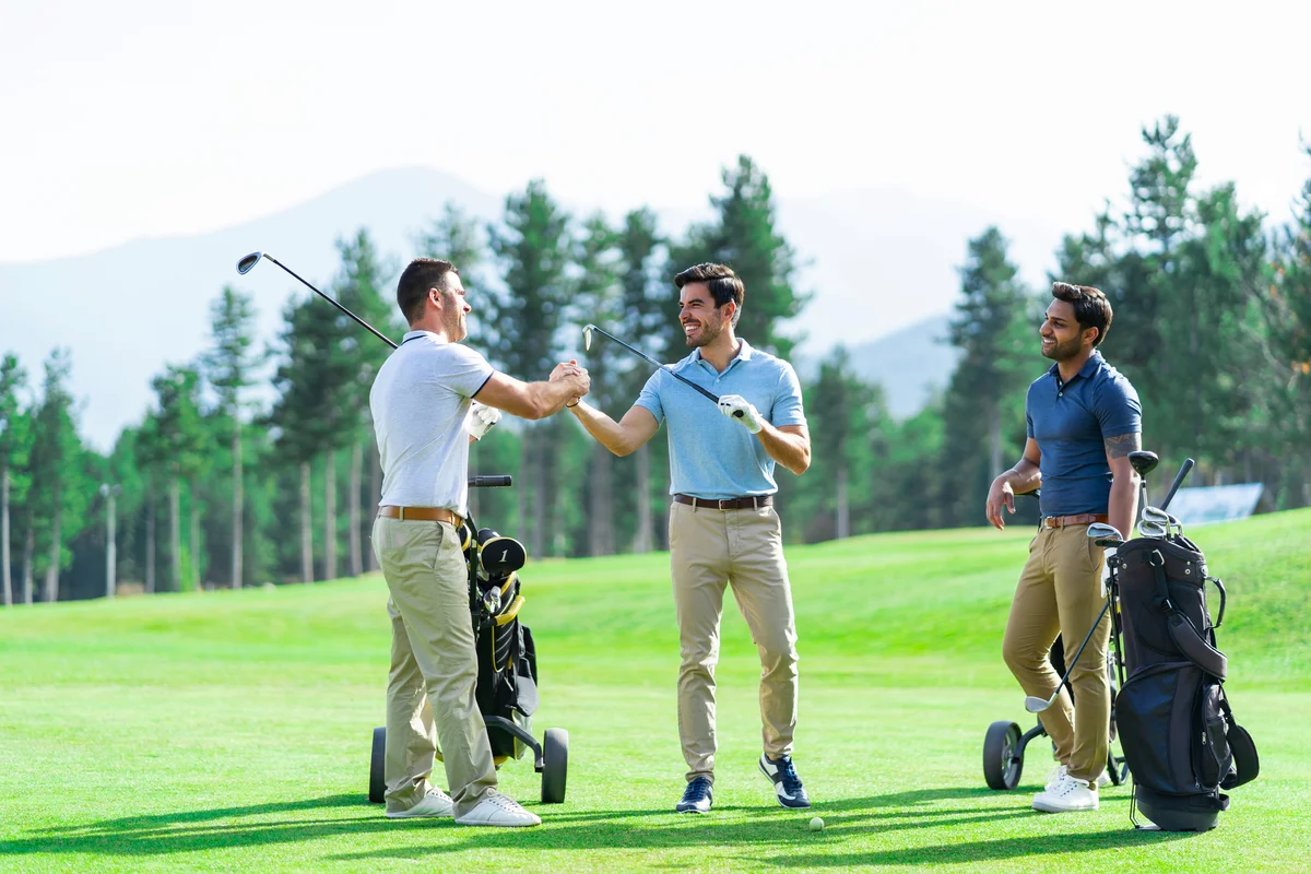 Friends Playing Golf on a Beautiful Sunny Day