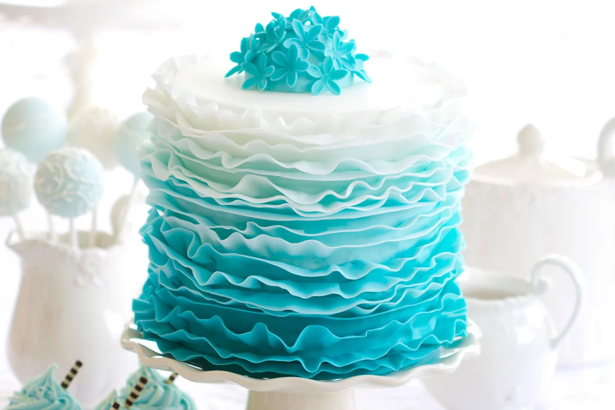 Ombre ruffle cake