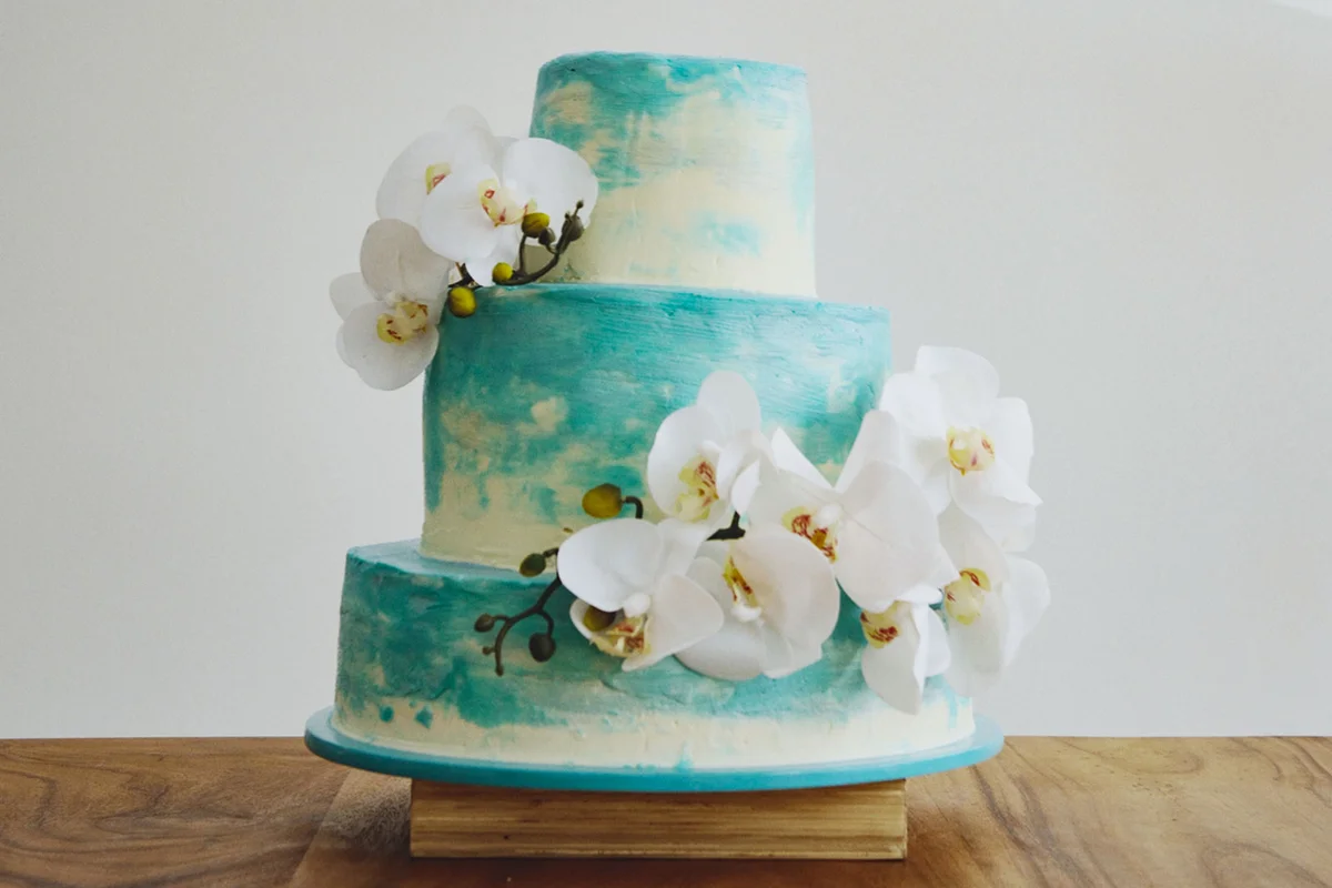Turquoise Orchid Cake
