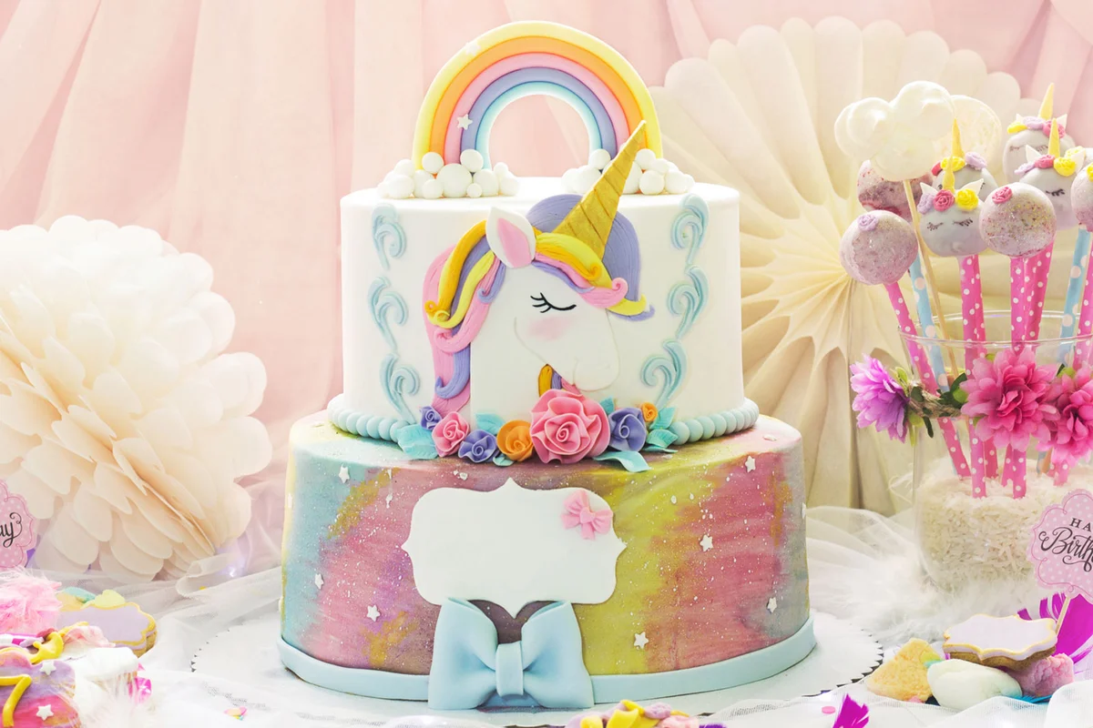 Watercolor Rainbow Unicorn Cake