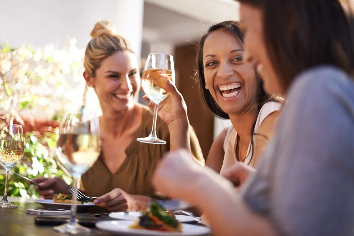 friends drinking white wine