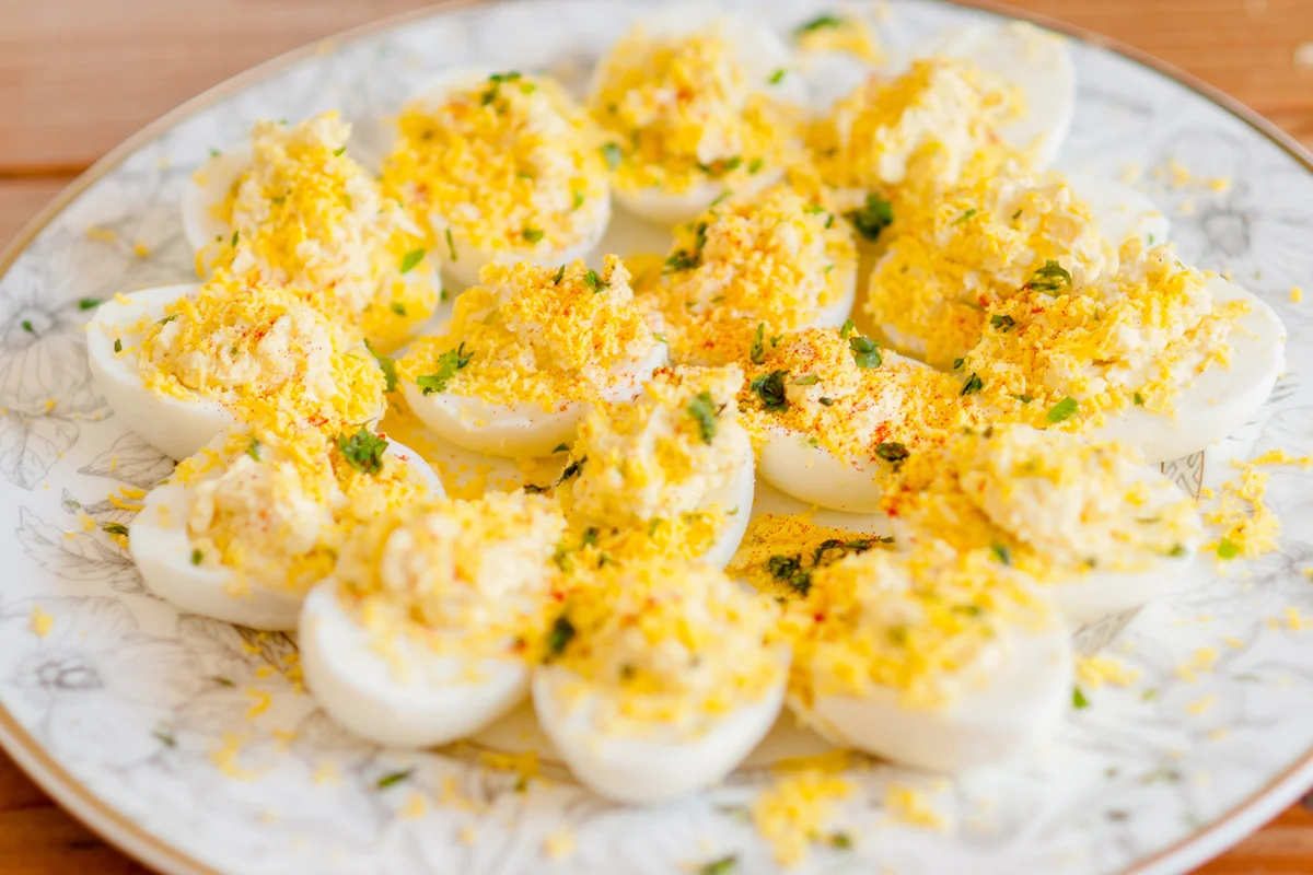 Plate of deviled eggs