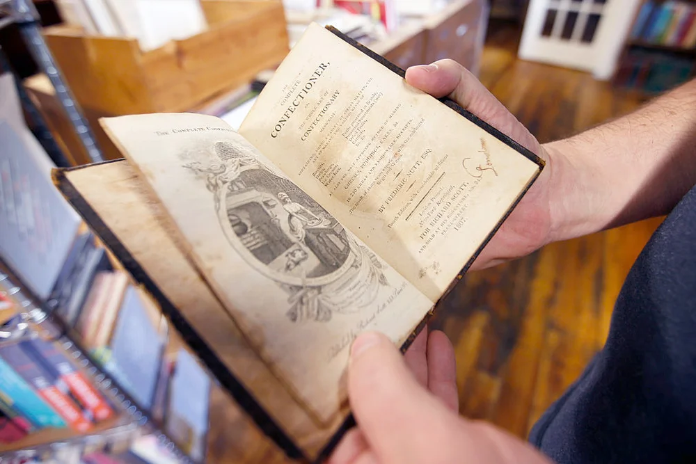 Copy of "The Complete Confectioner," by Frederick Nutt. The rare book from 1807 is priced at $3,500