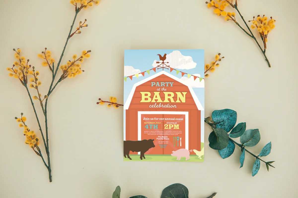 Feminine farm party invitation