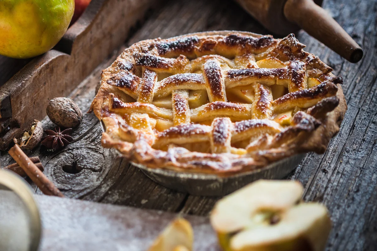 Homemade Apple Pie On A Wood Surface