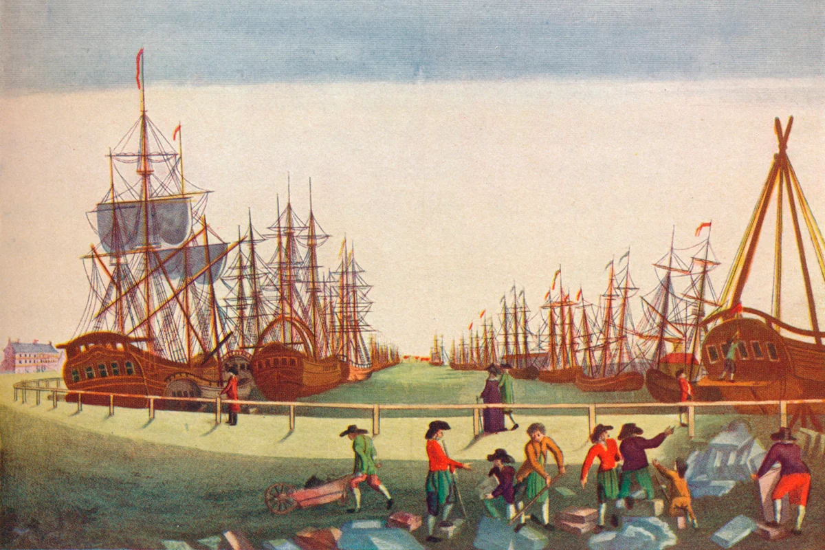 Whaling Ships at Kingston On Hull, c1780. From Old Ship Prints by E. Keble Chatterton | Getty Editorial Use
