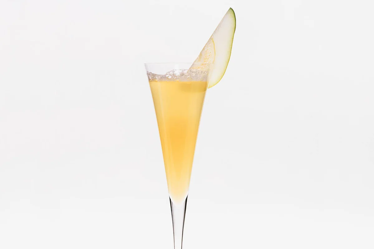 Pear bellini cocktail