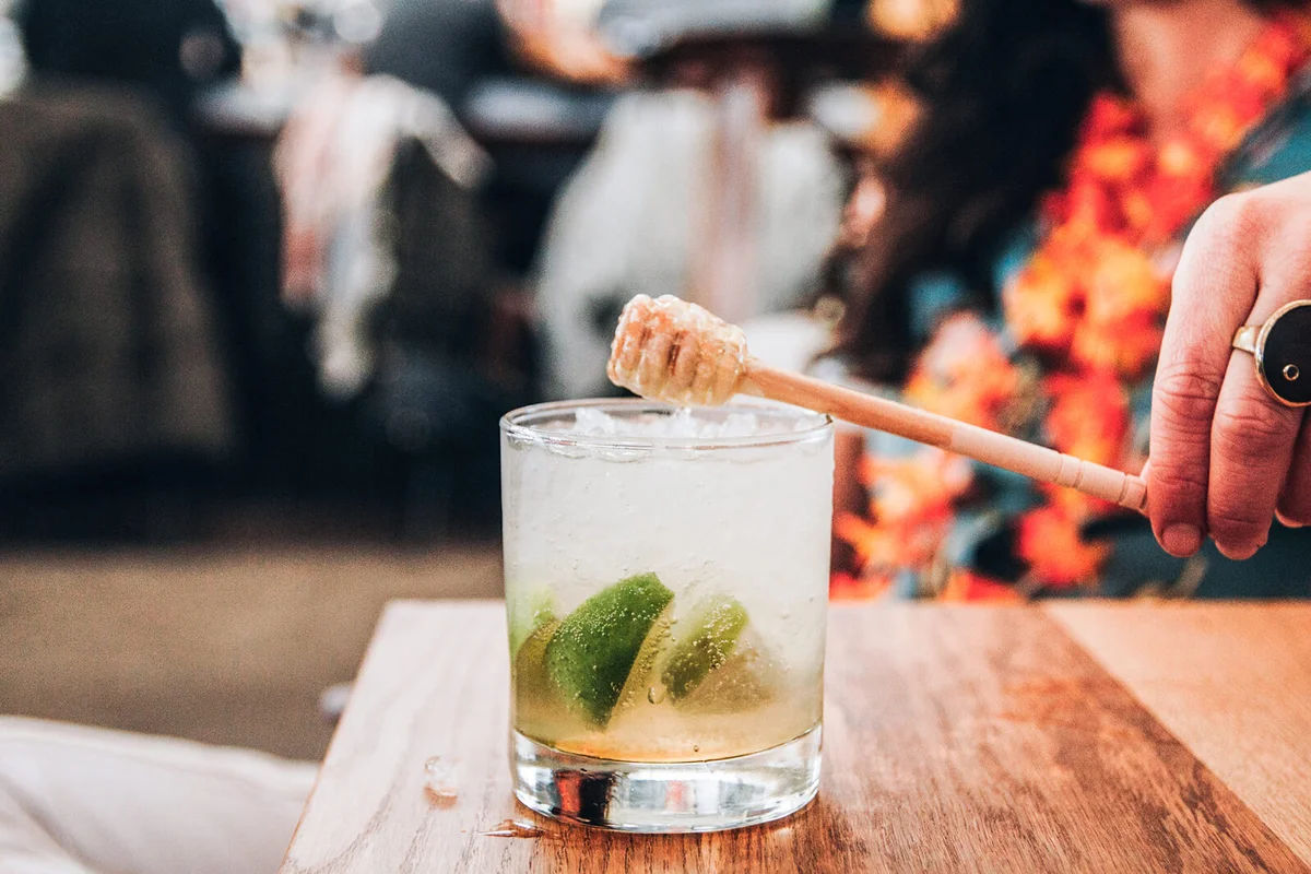 Craft cocktail in a bar setting