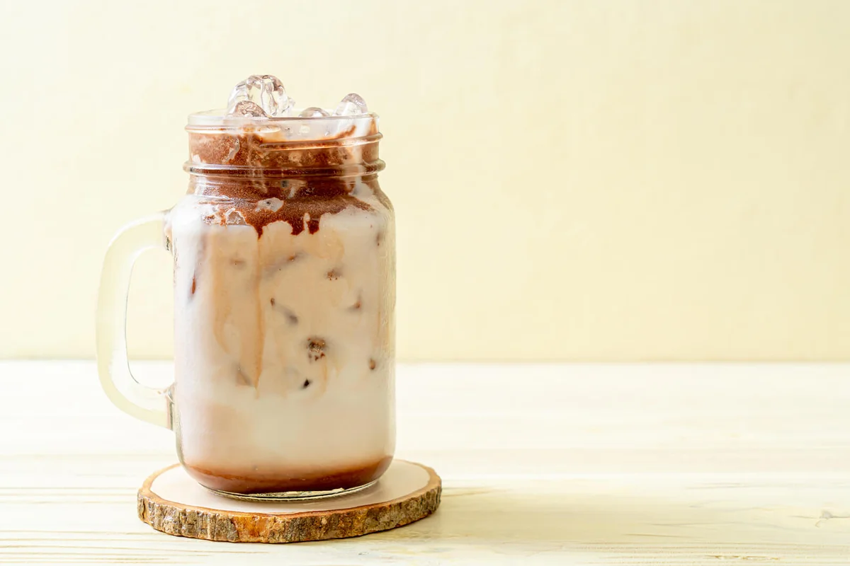 Iced chocolate milkshake drink