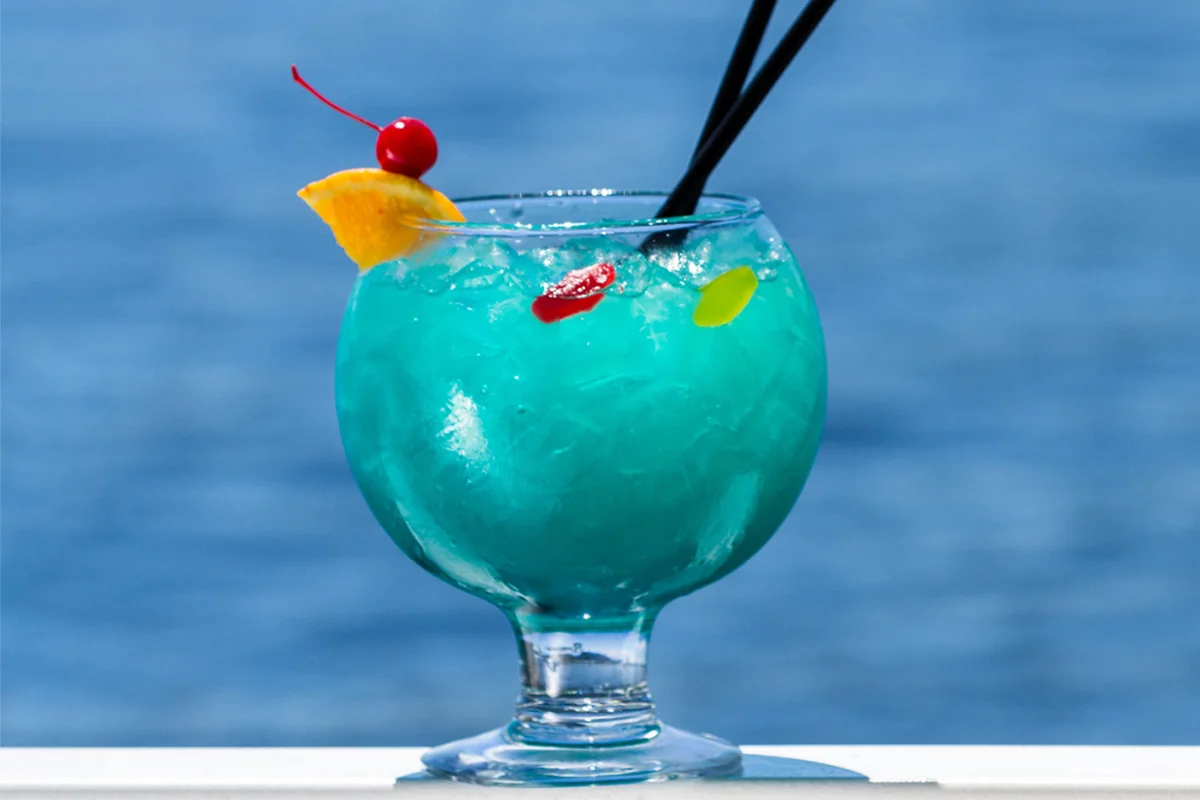 Electric Blue Fishbowl cocktail