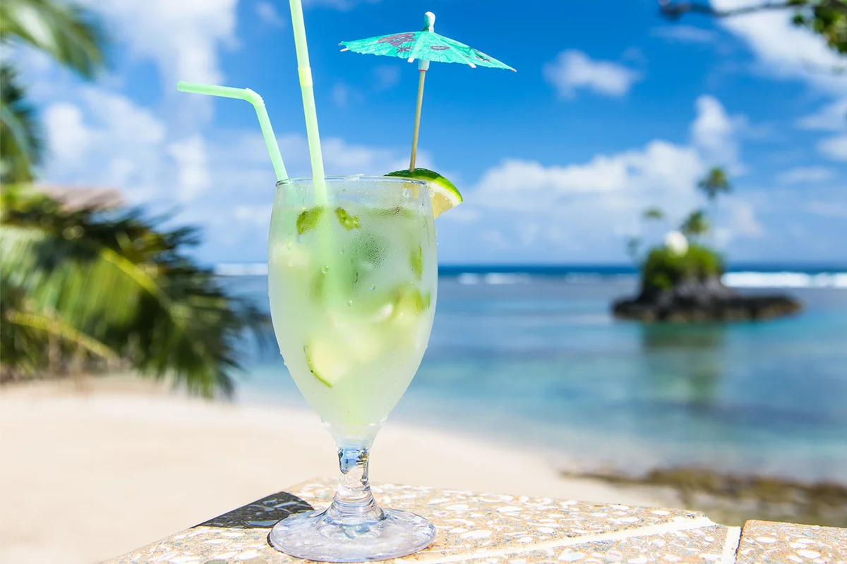 mojito cocktail on the beach