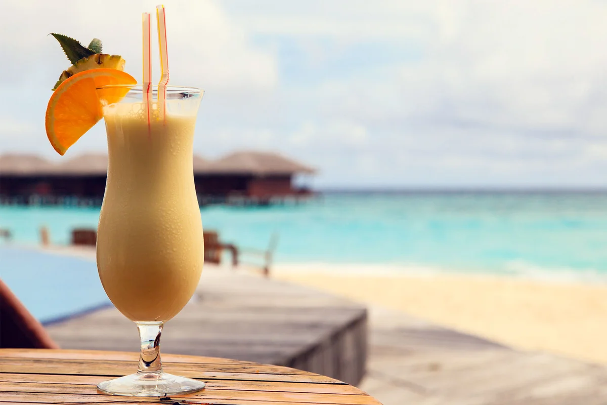pina colada at beach