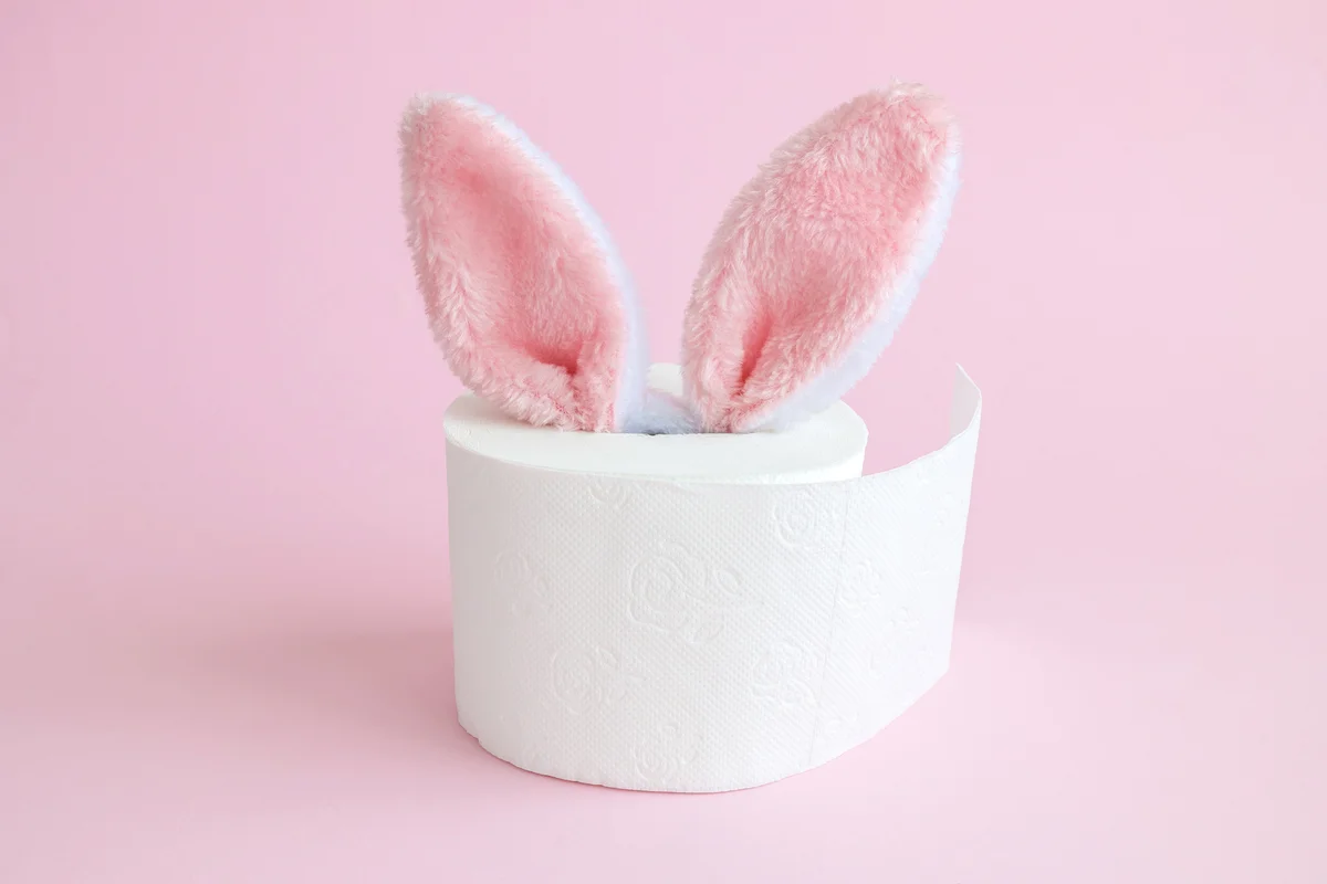 Bunny ears out of toilet paper roll