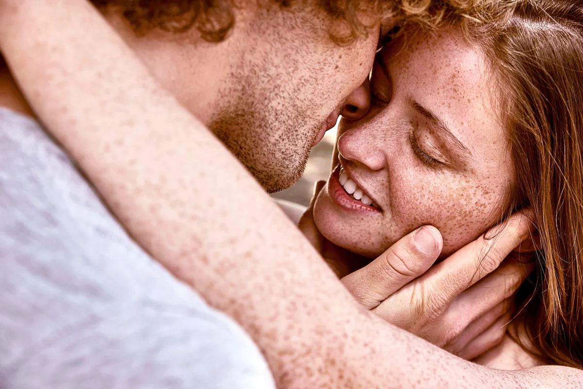 Happy young couple hugging
