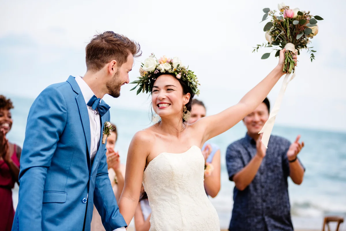 happy couple at their wedding