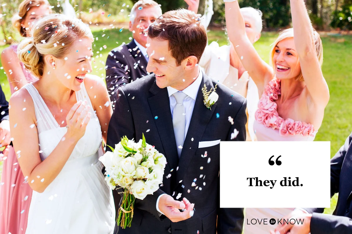 couple at wedding under confetti