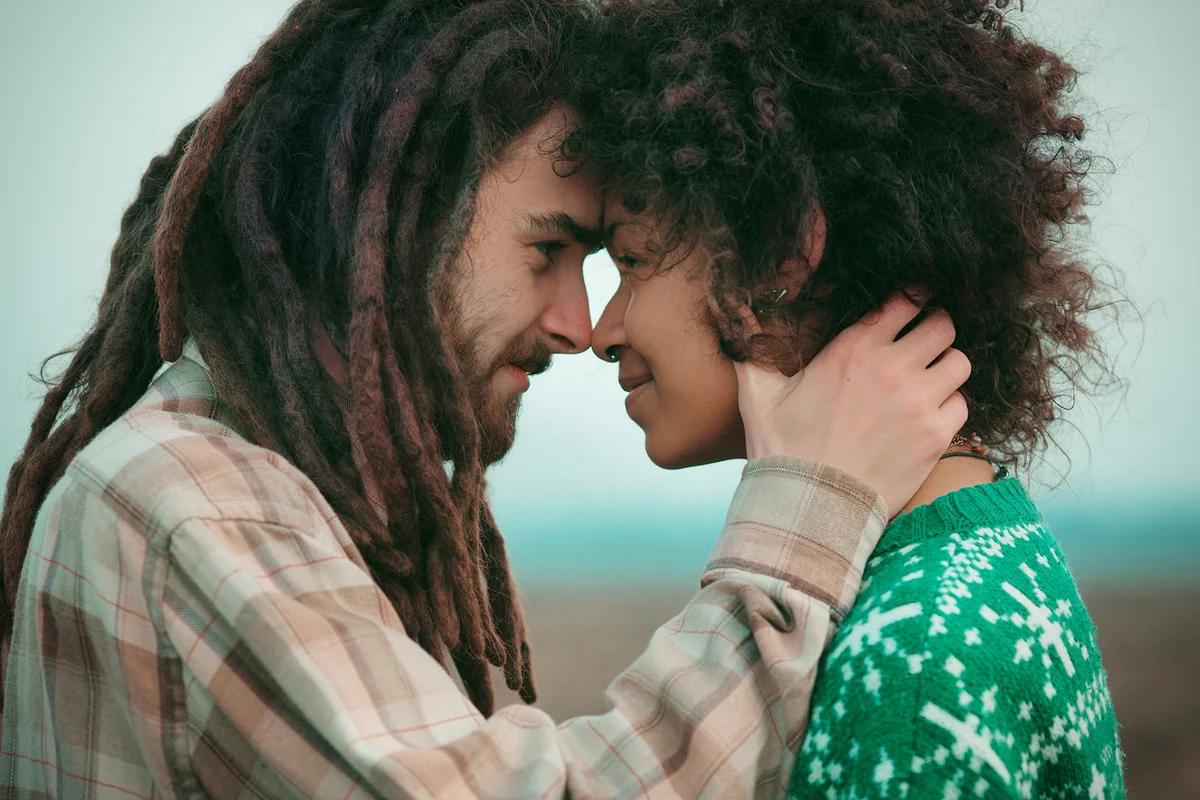 Couple looking into each others eyes