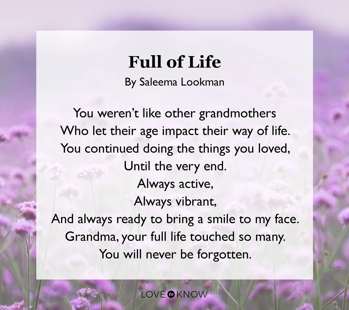 Purple Vervain Flowerbed and Full of Life Poem
