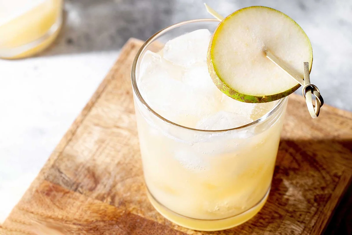 new old fashioned pear hard cider cocktail