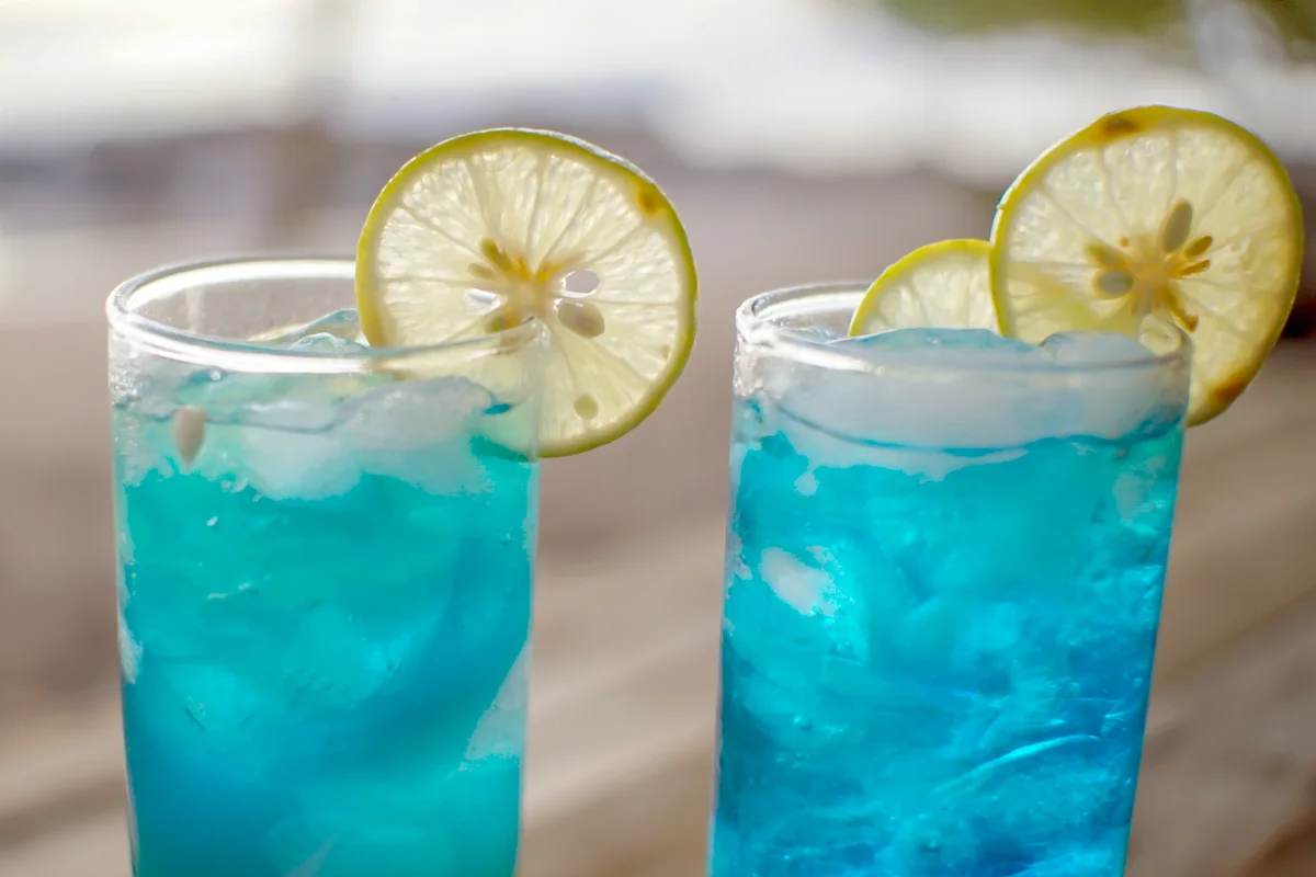 Blue drinks in a beach