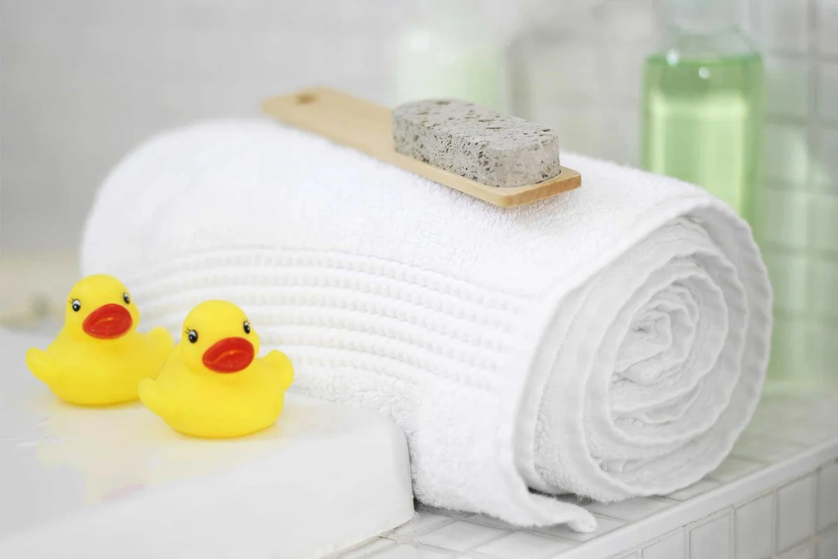 scavenger hunt rubber duck in bathroom