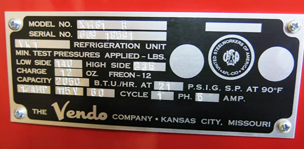 Vendo Coke Machine Black and Silver Metal ID tag
