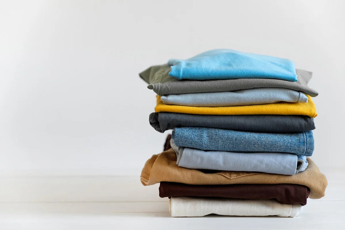 Clean folded cotton denim clothing