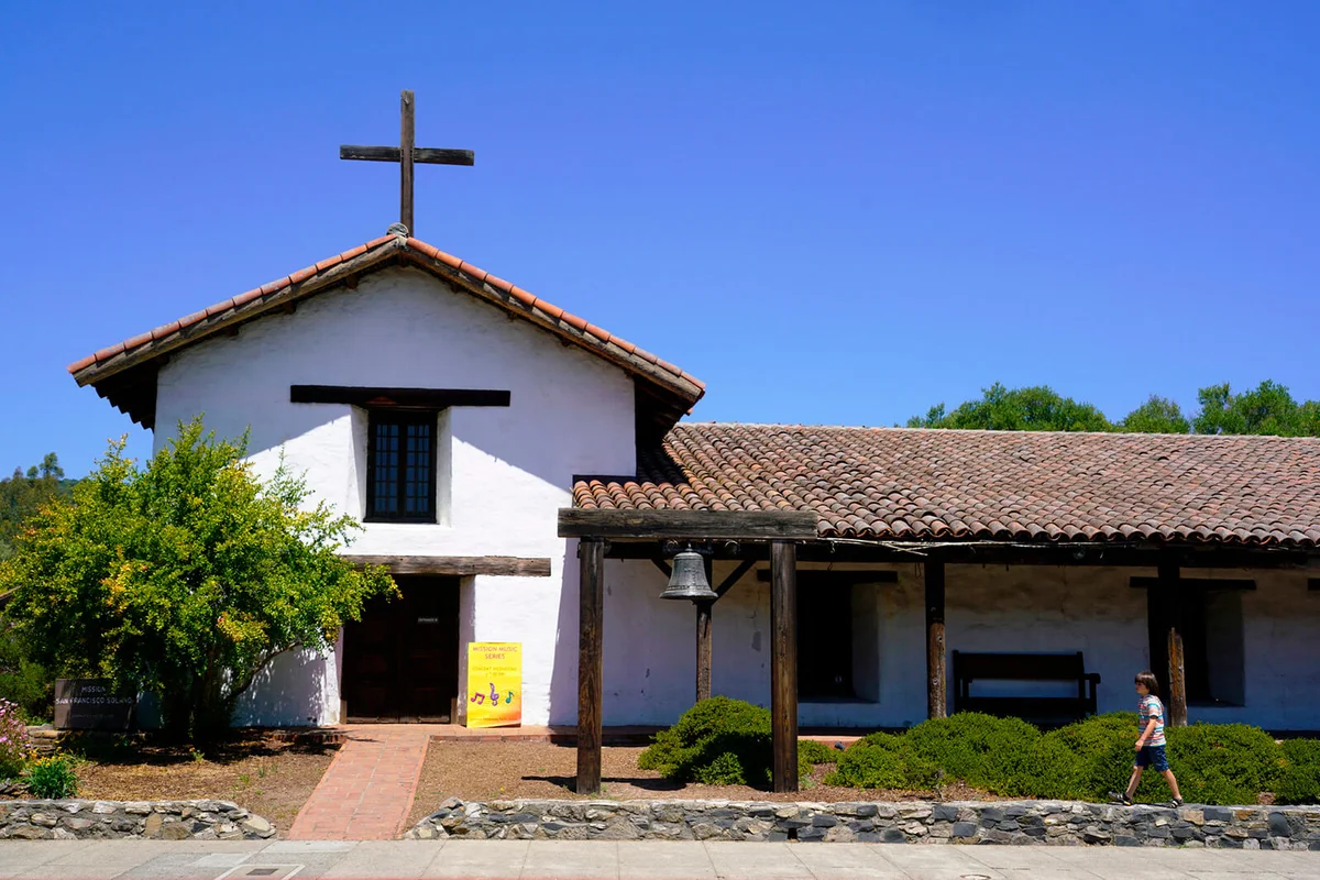 Mission San Francisco Solano now a part of Sonoma State Historic Park in the town center of Sonoma