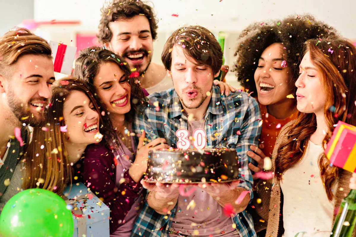 Friends celebrating a birthday