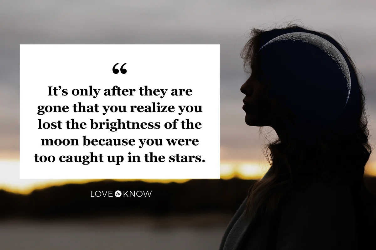 Woman's profile silhouette portrait with crescent moon in her head