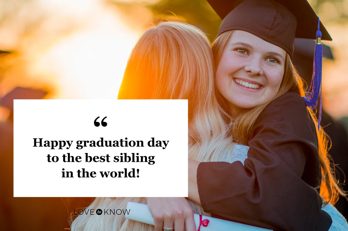 Two siblings hugging after the graduation ceremony