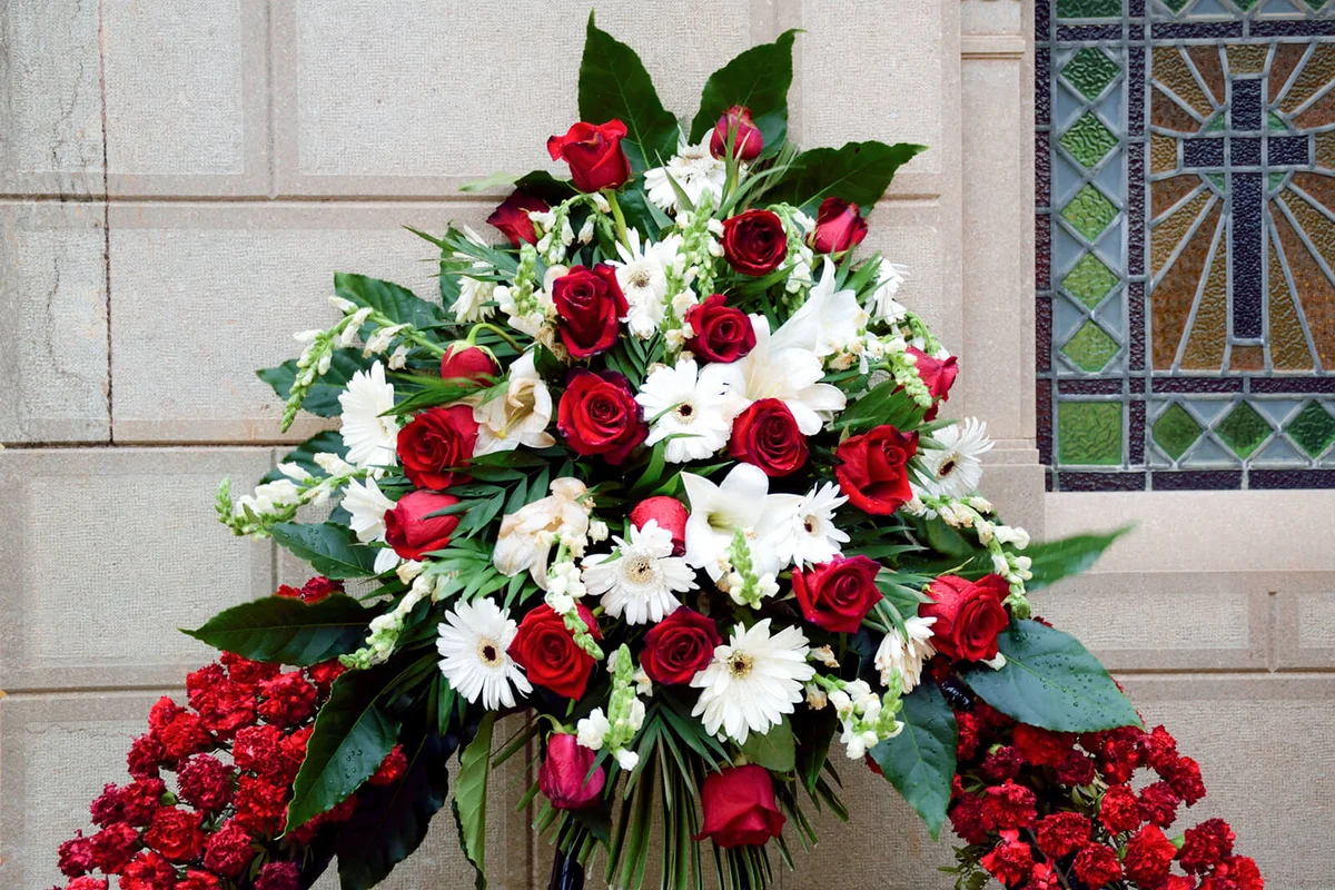 Red flowers for the cemetery