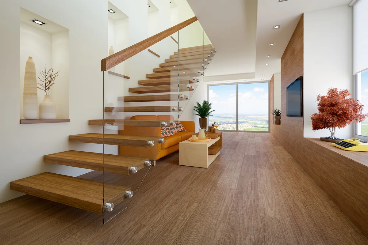 Modern loft apartment with interior staircase