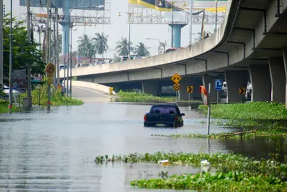 Flood on road