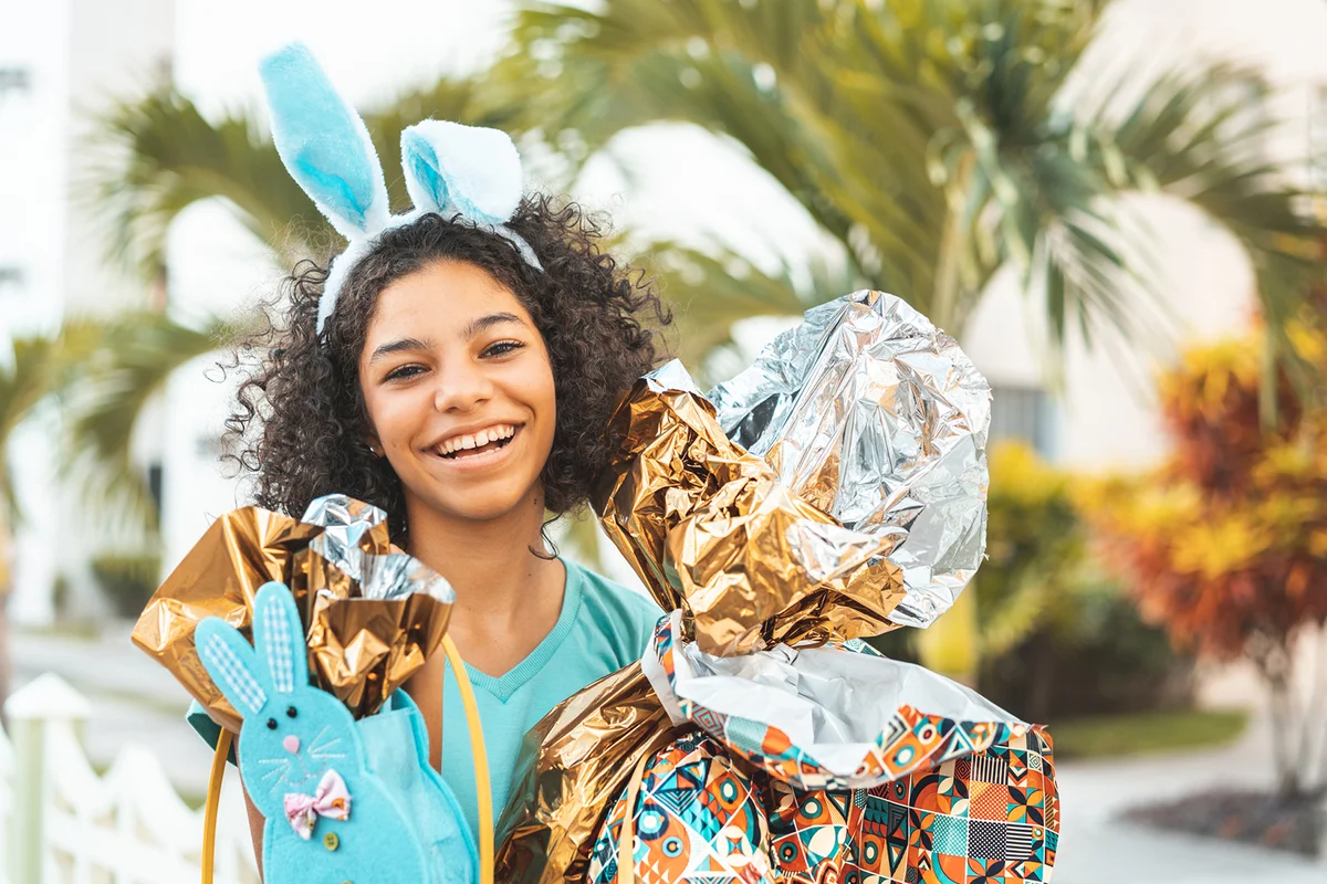 Portrait of young teenage girl celebrating Easter