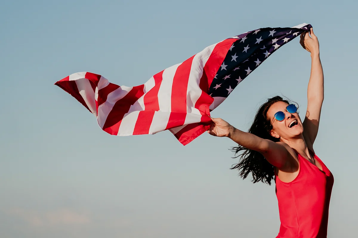 Young Woman Against Blue Sky