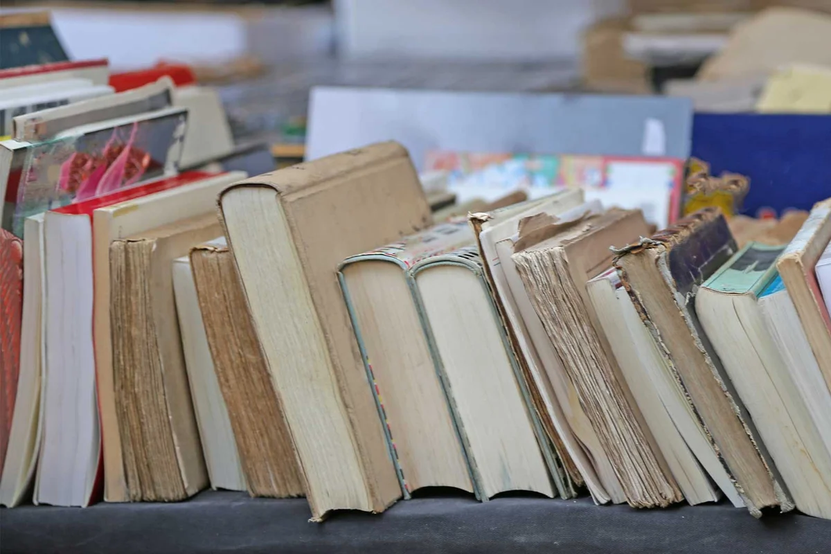stack of antique books
