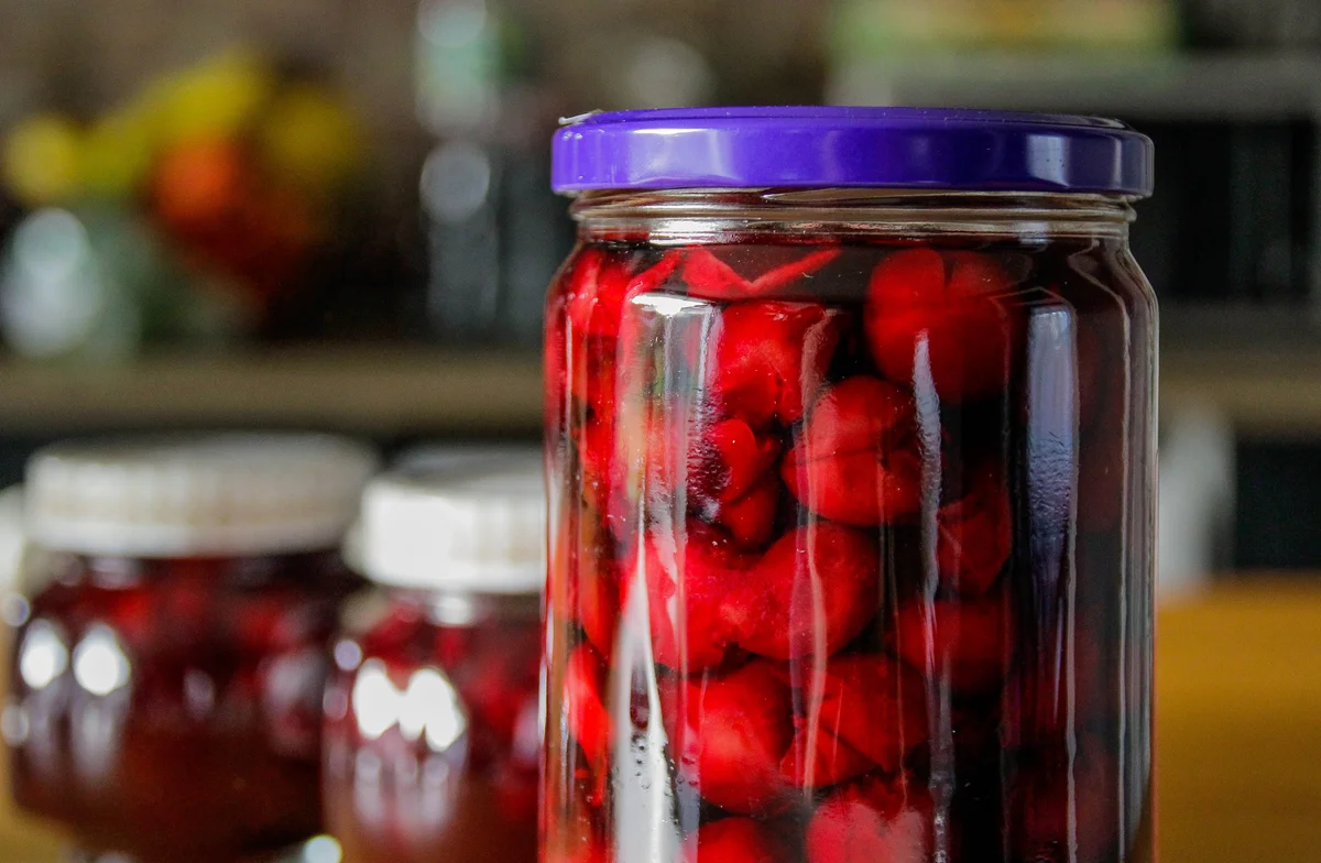 cherries in jar for infused gin