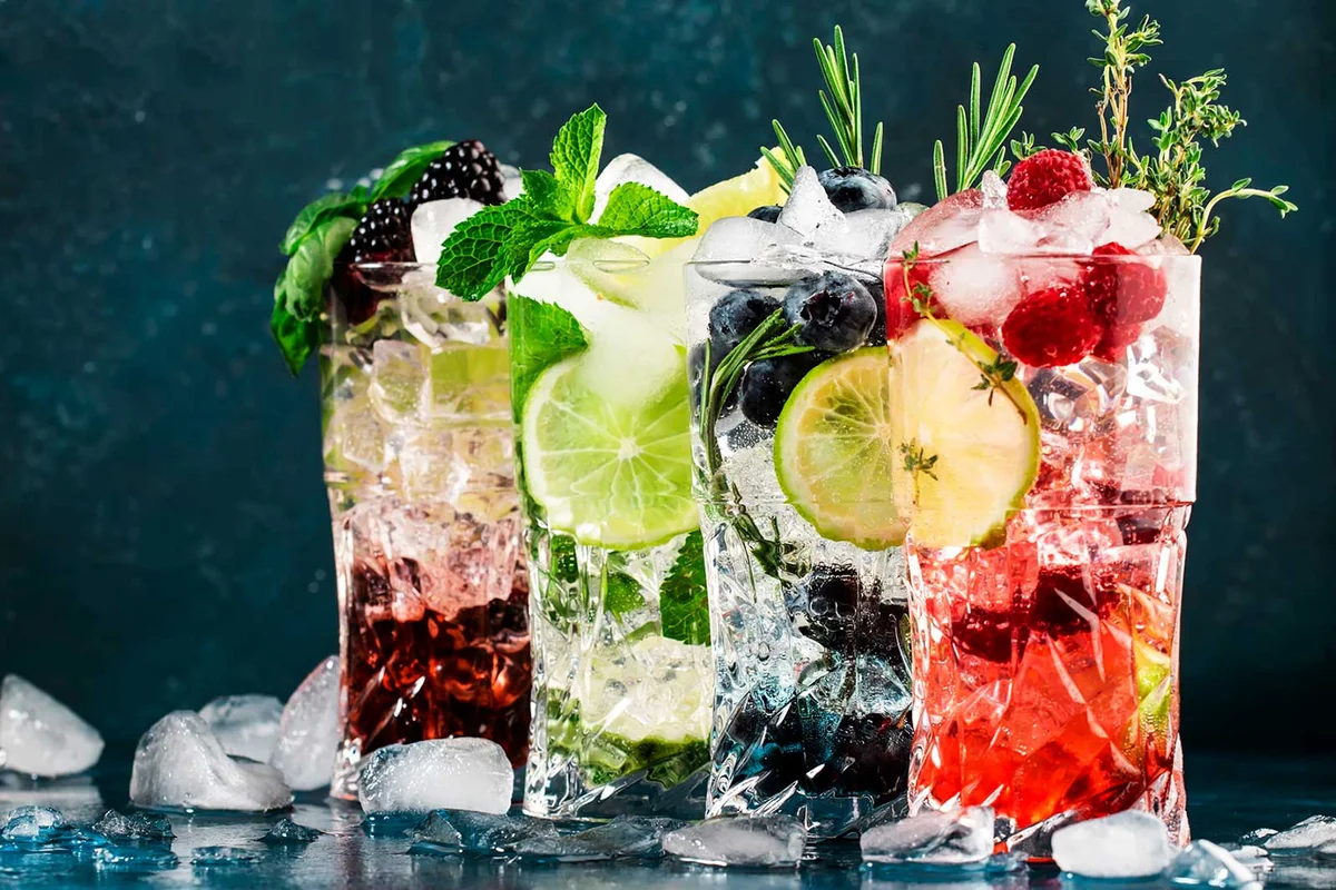fruit infused gin highball cocktails