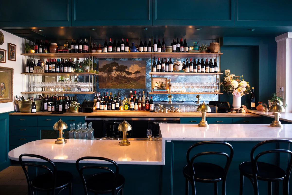 back bar area of Dame Restaurant in Portland, Oregon
