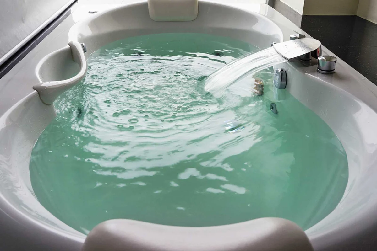 jetted tub filled with water