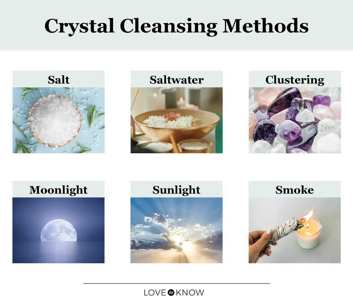 Crystal cleansing methods infographic