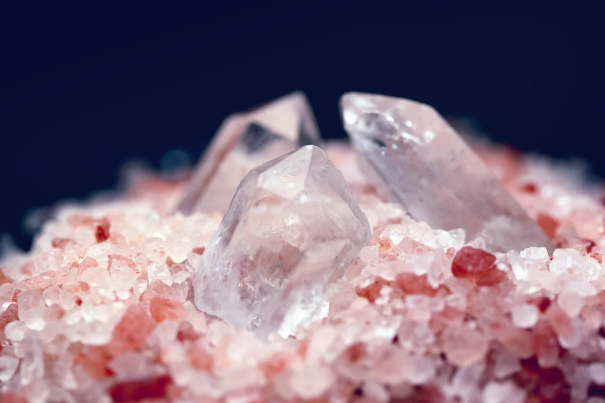 Quartz Crystals With Pink Salt