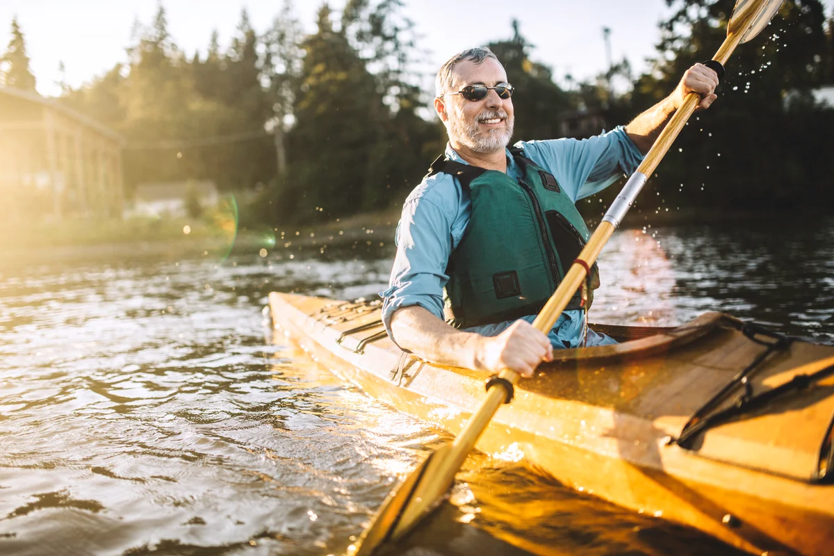 man solo kayak